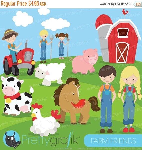 80% OFF SALE Farm animals and friends clipart commercial use, vector graphics, digital clip art, digital images - CL614 Il_570xn