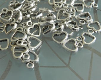 15x Antique Silver Heart Charm 13x9mm