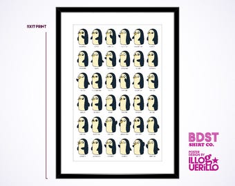Adventure Time Poster Art // Gunter Gunther Goonter Penguin Print // Original Wall Decoration Design