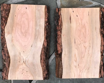 Thick, natural edge, reclaimed, salvaged slab wood for cutting boards, serving boards, rustic shelfing boards and DIY tables - Cherry, Ash