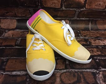 Pencil Shoes. FREE PERSONALIZATIONS Teacher shoes Pencil Toms. Pencil Vans.