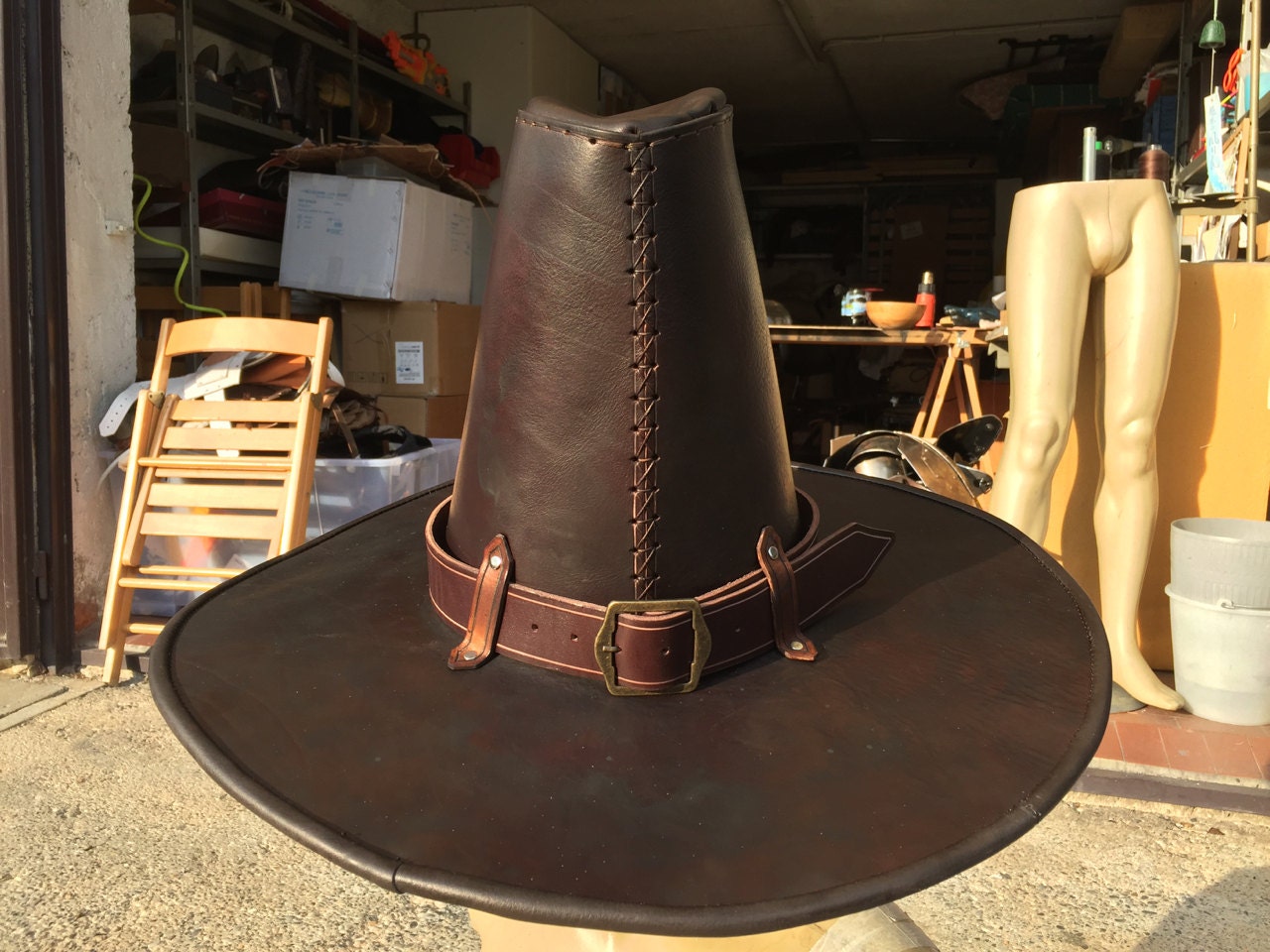 Witch Hunter PLAIN LEATHER HAT Made on Order
