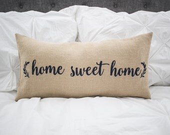 Home Sweet Home lumbar pillow cover, farmhouse style,12x24 pillow cover, burlap pillow cover, fabric pillow cover * Free Shipping*