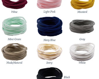 You Pick Colors - One Size Fits All THIN Nylon Headbands - Just the Headband - Craft Supply - HB-NYL