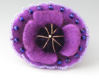 Felted Flower Brooch, Flower Pin, Brooch, Felted Pin, Flower Brooch, Purple Flower Pin