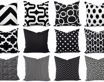 Black and White Pillow Cover - Modern Black Throw Pillow Cover - Black Euro Sham - Decorative Pillow Cushion Cover Accent Pillow