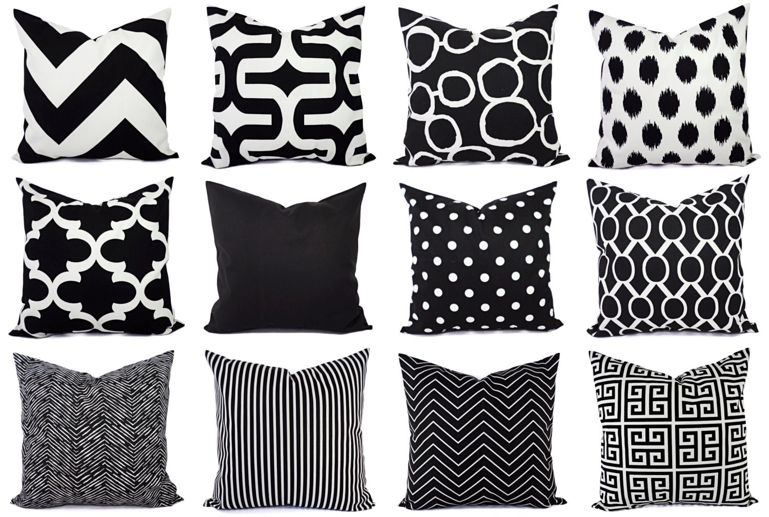 Black and White Pillow Cover Modern Black Throw Pillow Cover