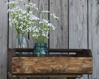 Vintage Wood Crate / Blueberry Box with Handle / Rustic Wooden Basket