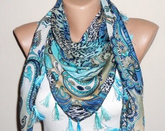 blue scarf multicolor cotton scarf turkish scarf yemeni scarf oya scarf woman scarf