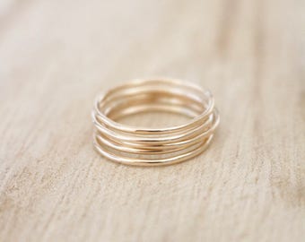 Ultra thin gold stacking rings, set of 5 gold rings, smooth gold rings, dainty gold ring, gold ring, gold rings, 14k gold fill