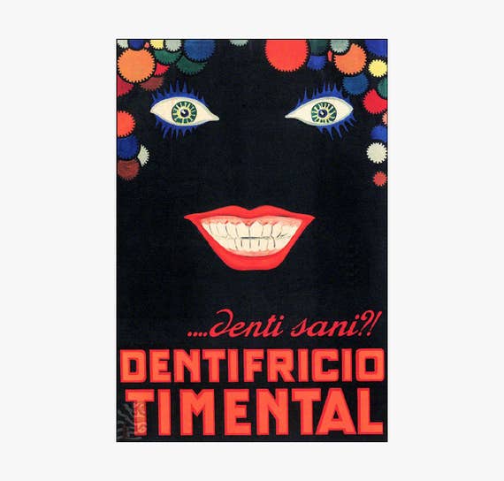 Toothpaste 1923 Dentifricio Timental Italian Vintage Poster
