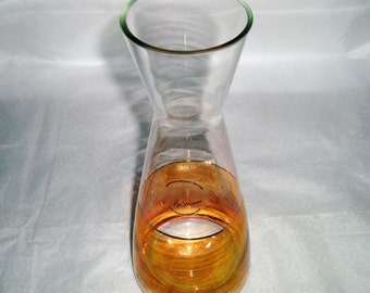 Glass decanter , vintage Romanian glass , vintage barware , Stisom decanter , made in Transilvania , twotone glass , 11 inch decater, Stisom