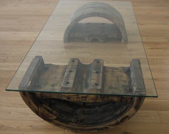 Reclaimed Wood Coffee Table Base. Salvaged Fly Wheel. Handmade Coffee Table Base. Farm Wheel. Vintage Wooden Wheel. Handmade.