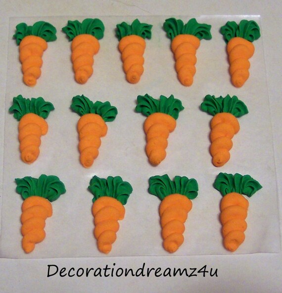 12 Sugar Royal Icing Edible Carrots Cake Decoration Wedding