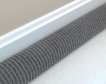 Door Draft Stopper -28" to 36"inches - Door Snake - UPHOLSTERY FABRIC - Door Draft Blocker - Black Grey - Window Draft Stopper