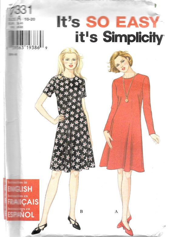 Simplicity It's So Easy Pattern 7331 PULLOVER DRESSES