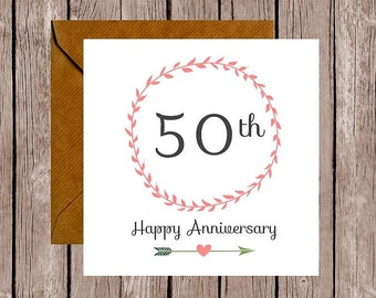 Wreath 50th Anniversary Card