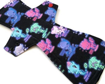 12" Waterproof Reusable Cloth Menstural Pad, Heavy Flow, Knit Topped, Corduroy Backed with Hidden PUL, Handmade Cloth Pad, Extra Long