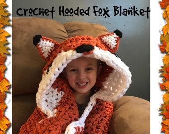 Hooded Fox Blanket, Crochet Blanket, Pre Order, Hand Made, Custom Order, Sizes Toddler-XL Adult