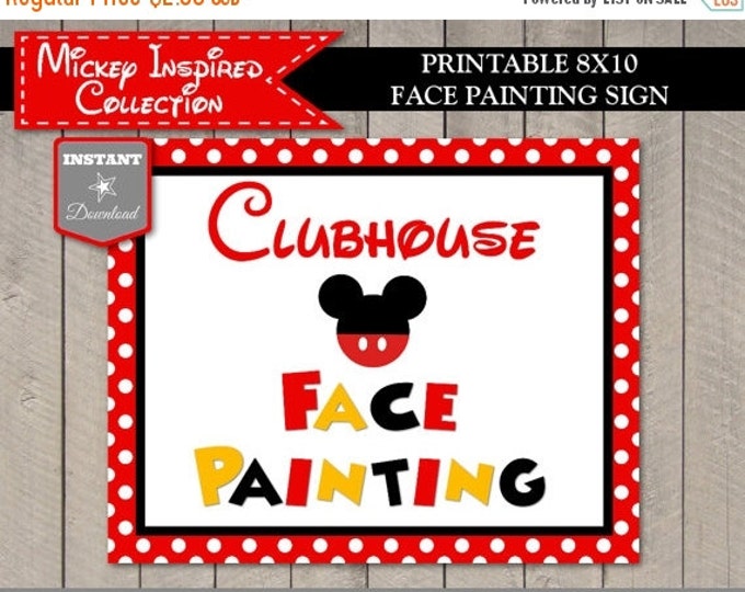 SALE INSTANT DOWNLOAD Mouse Face Painting 8x10 Printable Party Sign / Mouse Classic Collection / Item #1562