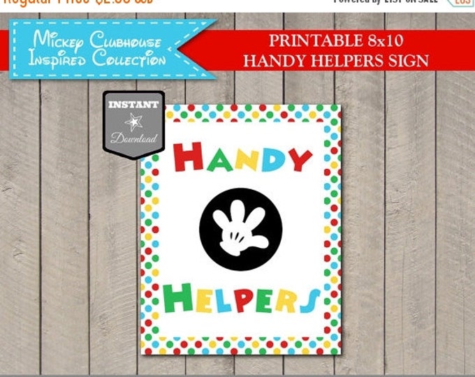 SALE INSTANT DOWNLOAD Printable Mouse Clubhouse 8x10 Handy Helpers Party Sign / Clubhouse Collection / Item #1614