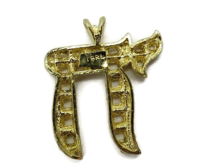 Vintage Gold Plated Sterling Silver Chai Pendant, Chanukah Gift