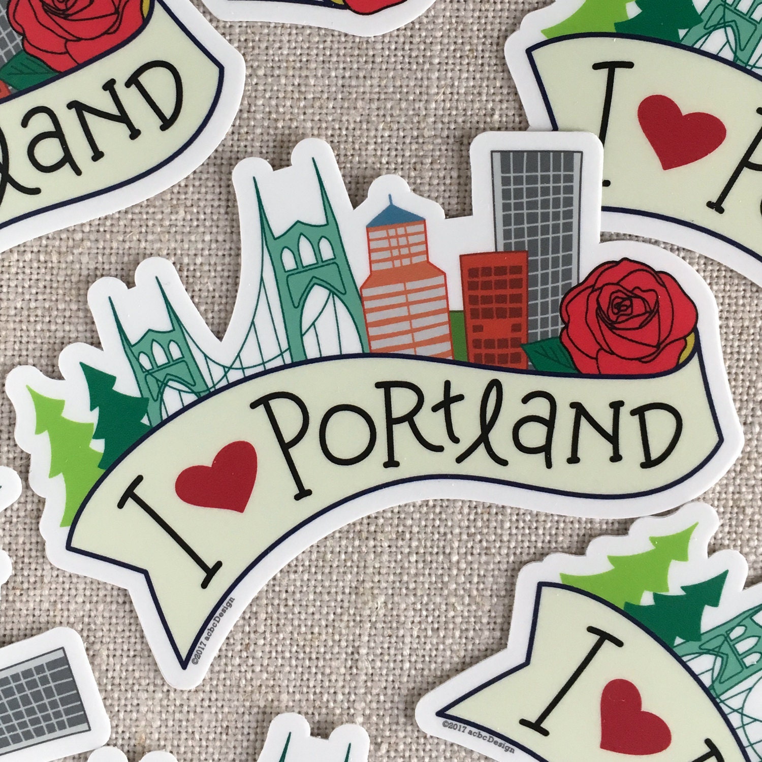 I Love Portland Vinyl Sticker / Cool Hand Lettered Design