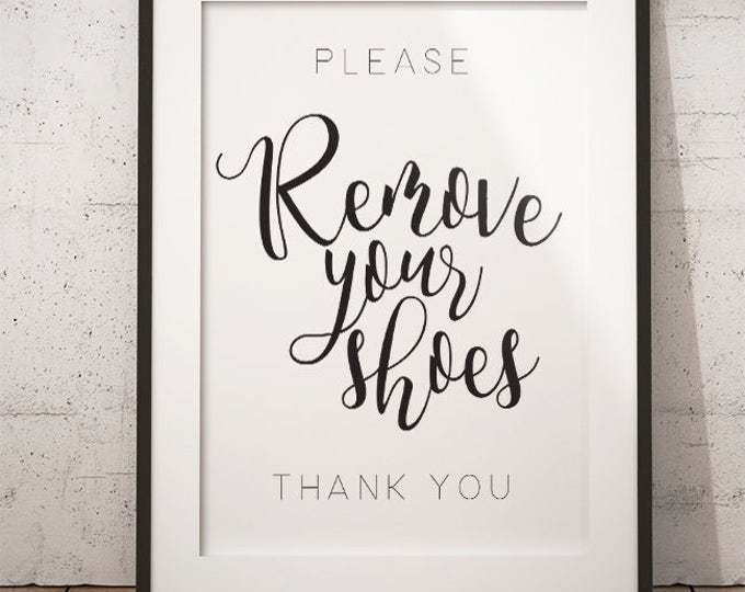 Please Remove Your Shoes, Printable Poster, Typography Print, Wall Art, Wall Decor, Black and White Print, Instant Download