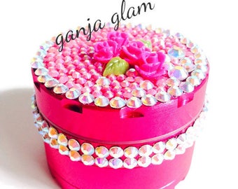SALE Pink Crystal Weed Grinder - Rhinestone Accessories for Bongs Pipes