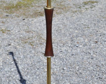 Mid Century Floor Lamp Teak and Brass Minimal MCM Modern Wood and Metal Light Period Lighting PanchosPorch