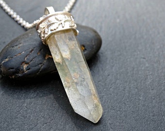 mens necklace men crystal necklace raw quartz by CrazyAssJD