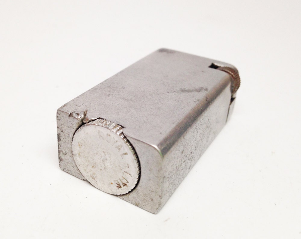 ANTIQUE BLOCK LIGHTER Working old Lift Arm Royal Lite Block Aluminum