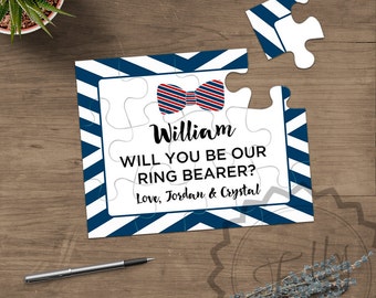 Ring Bearer Puzzle Invitation, Personalized Ring Bearer Gift Puzzle, Wedding Invitation Asking Ring Boy Proposal Ring Bearer Invitation Card