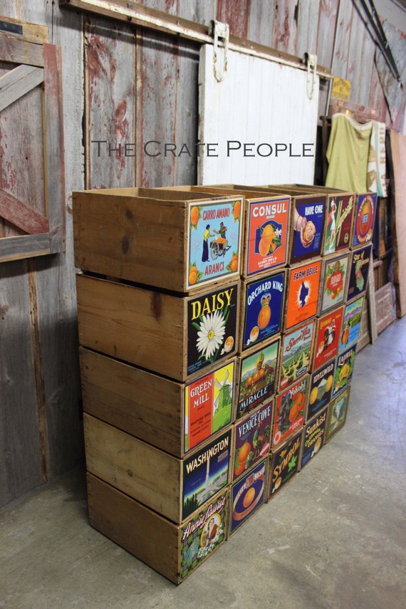 FREE SHIPPING Vintage ORANGE Crates 1930s 50s New