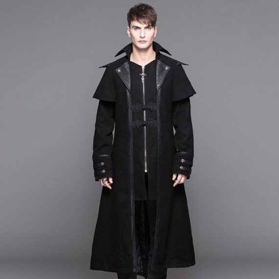 Punk Gothic Men Fashion Long Jacket Coat Steampunk Casual Windbreaker ...