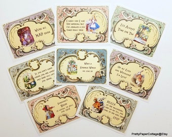 PRINTABLE, 4X6, Alice in Wonderland, Quotes, 8 Prints, PDF, Digital Download, Tea Party, Baby Shower, Bridal Shower, 8 Prints
