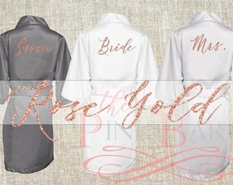 SALE Rose Gold Special Listing Rose Gold Bridesmaids Robes Satin Personalized Set of 7 SATIN Robes Bridesmaids Gift