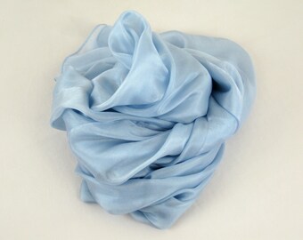 Icy Light Blue Silk Scarf