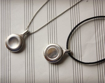 Recycled Flute Key Silver Circle Pendant - Musical Instrument Jewelry