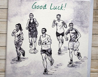Good Luck running card | Running motivation card | Marathon runner | Running Club | Sport | Race | Parkrun | Sketch style greeting card