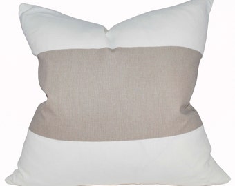 Striped Pillow Cover - Beach Decor - Premier Prints Cabana Ecru - Beige Pillow Cover - Made to Order in Over 20 Sizes with Invisible Zipper