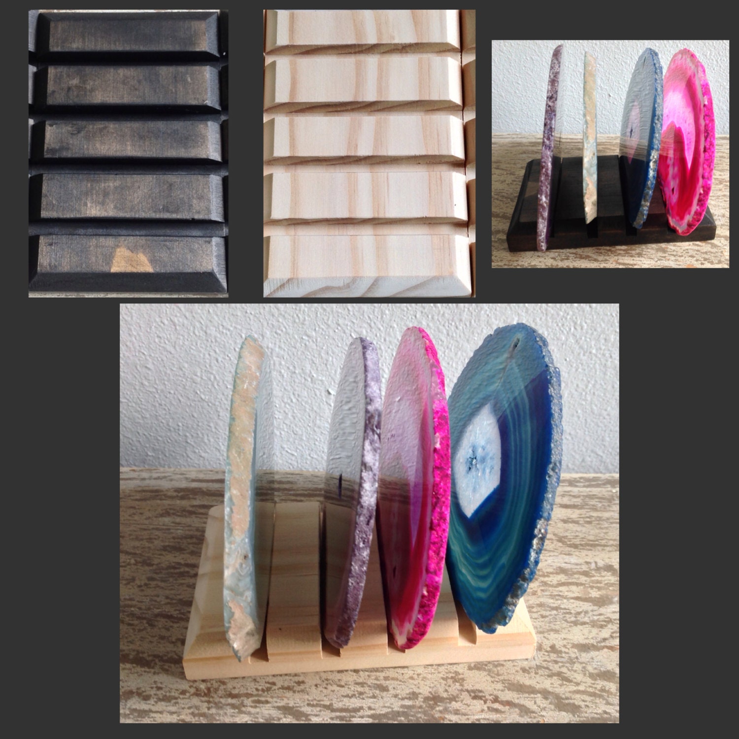 Coaster Holder Coaster Stand Black Stain or Natural with