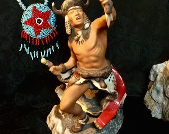 Vintage Navajo Spirit of the Sioux 1987 Franklin Mint Porcelain Native American sculpture figurine sioux indian