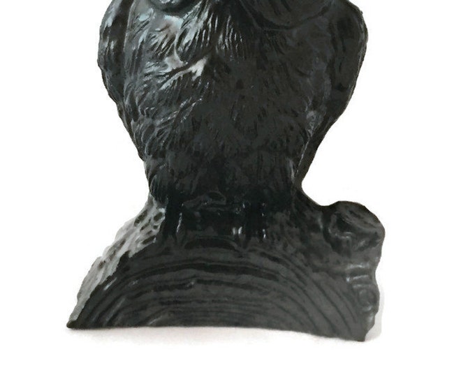 Vintage Coal Owl Figurine Handcrafted from Coal by V.C.P - Made in the USA - Collectible Owl,