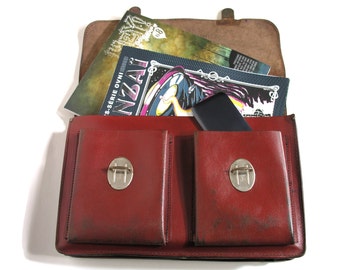 French Leather School Bag 1970 - Briefcase for Laptop - Leather Retro Satchel - Hand Bag for Tablet Computer - Accessory Bag for Him / Her