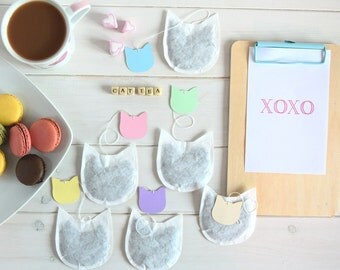 Cat Shaped Artisan Tea Bags, Cat Lovers, Unusual Cat Lovers Gift, Novelty Gifts, Crazy Cat Lady Gifts, Cat, 6 Tea Bags, Birthday Gifts