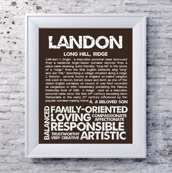 LANDON Personalized Name Print / Typography Print / Detailed