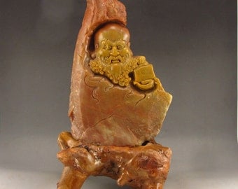 N3729 Chinese Shoushan Stone Statue - Dharma