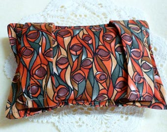 Chemo Port Softie Seatbelt Pad - Deco Print in Orange, Beige, Grey, Brown