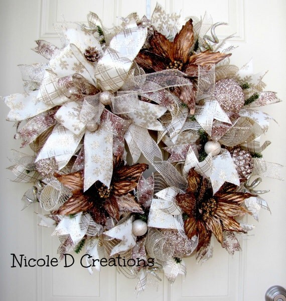 christmas wreath brown cream wreath burlap wreath deco mesh christmas wreath brown cream wreath burlap wreath deco mesh